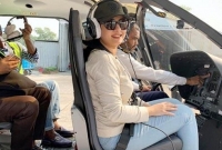 রাস্তায় অবরোধ, হেলিকপ্টারে নোয়াখালী গেলেন পূর্ণিমা