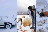 শীতে কাবু সৌদি, বালির মরুভূমি রাতারাতি বদলে গেল বরফে!