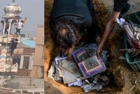 মসজিদে আগু'ন দিয়ে পু'ড়িয়ে ফেলা কোরআন মাটিতে পুঁতে রাখছেন স্থানীয়রা