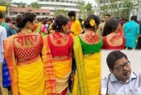 বসন্তোত্‍সবে তরুনীদের খোলা পিঠে লেখা অ'শ্লী'ল শব্দ, দায় নিয়ে উপাচার্যের ইস্তফা