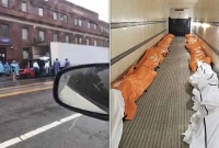 ট্রাকে তুলে ম'রদে'হ সরানো হচ্ছে যুক্তরাষ্ট্রে