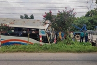 গাজীপুরে বাস খাদে নামিয়ে যাত্রীদের প্রাণ রক্ষা করলেন চালক