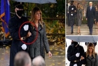 ট্রাম্পের সামনেই সেনাকর্মীর হাত ধরে জনসমক্ষে মেলানিয়া