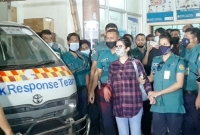 অ্যাম্বুলেন্সে করে আদালতে নেওয়া হলো পরীমনিকে