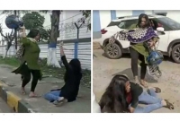 স্বামীর পরকীয়া প্রেমিকাকে হাতেনাতে ধরলেন স্ত্রী, থানা চত্বরেই হেলমেট-ধোলাই!