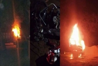 পাঁচটি ট্রাকে আগুন দিল উত্তেজিত শিক্ষার্থীরা, ১ জন নিহত