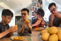 ছেলের সঙ্গে আমির খানের আম খাওয়ার দৃশ্য মুহূর্তেই ভাইরাল