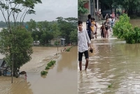 ভারতীয় পাহাড়ি ঢলের পানি হু হু করে বাংলাদেশে ঢুকছে  ভারতীয় পাহাড়ি ঢলের পানি হু হু করে বাংলাদেশে ঢুকছে