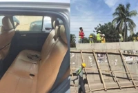 এবার বিআরটি ফ্লাইওভারের রড পড়ে ঢুকে গেল আ.লীগ নেতার প্রাইভেটকারে