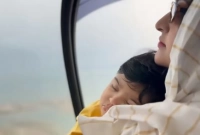 হেলিকপ্টারে মায়ের কোলে চড়ে নানার বাড়ি গেলেন পরীমনির ছেলে রাজ্য