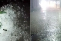 হঠাৎ মুষলধারে বৃষ্টির সঙ্গে শিলাবৃষ্টি