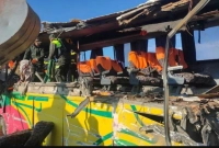 ৩৭ জনের মৃত্যু  দুই বাসের সংঘর্ষে