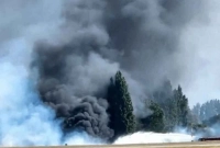 বিমান বিধ্বস্ত, বিস্ফোরণ হয়ে আগুন ধরে যায়